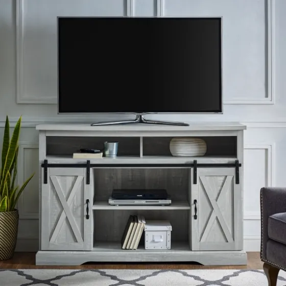 Stone Sliding Barn Door Highboy Tv Stand-Kirkland's Home Fashion