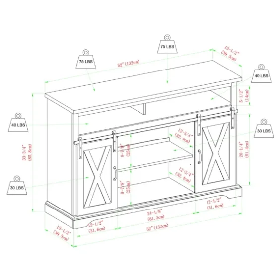 Stone Sliding Barn Door Highboy Tv Stand-Kirkland's Home Fashion