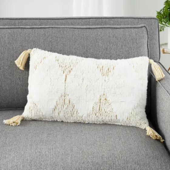 Stripe Diamond Tassels Cotton Lumbar Pillow-Kirkland's Home Best