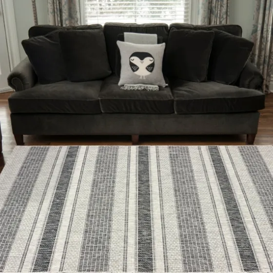 Stripe Weave Sun Shower Outdoor Area Rug, 5X8-Kirkland's Home Clearance
