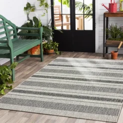 Stripe Weave Sun Shower Outdoor Area Rug, 7X9-Kirkland's Home New