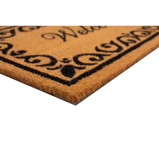 Tan And Black Scroll Welcome Doormat, 29X17 In.-Kirkland's Home Store
