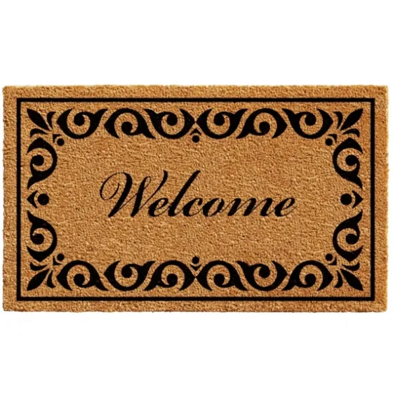 Tan And Black Scroll Welcome Doormat, 48X30 In.-Kirkland's Home Hot