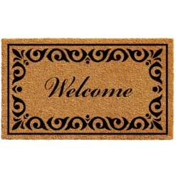 Tan And Black Scroll Welcome Doormat, 36X24 In.-Kirkland's Home Outlet