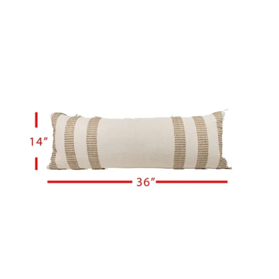 Tan And White Outer Striped Lumbar Pillow-Kirkland's Home Fashion