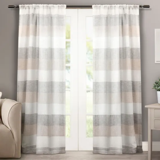 Tan Becky Curtain Panel Set, 96 In.-Kirkland's Home Shop