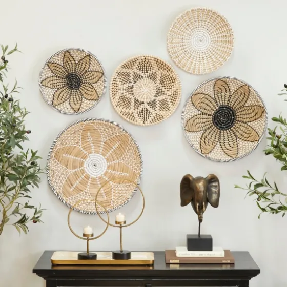 Tan Bohemian Seagrass 5-Pc. Wall Plaque Set-Kirkland's Home Clearance