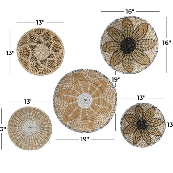 Tan Bohemian Seagrass 5-Pc. Wall Plaque Set-Kirkland's Home Clearance