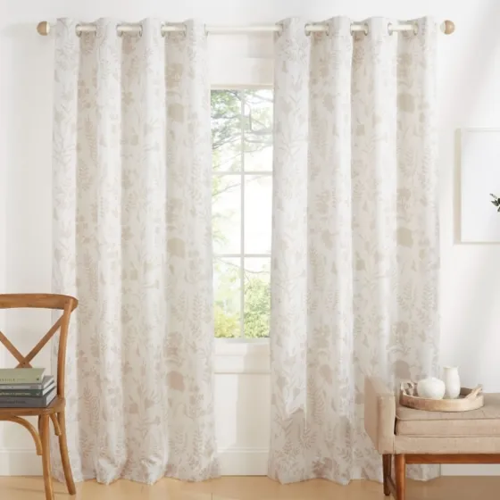 Tan Floral 2-Pc. Curtain Panel Set, 96 In.-Kirkland's Home Store