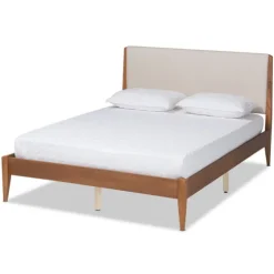 Tan Upholstered Classic Wood Full Platform Bed-Kirkland's Home Sale