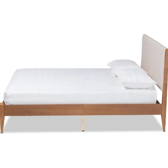 Tan Upholstered Classic Wood Full Platform Bed-Kirkland's Home Sale