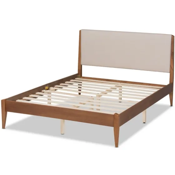 Tan Upholstered Classic Wood Full Platform Bed-Kirkland's Home Sale