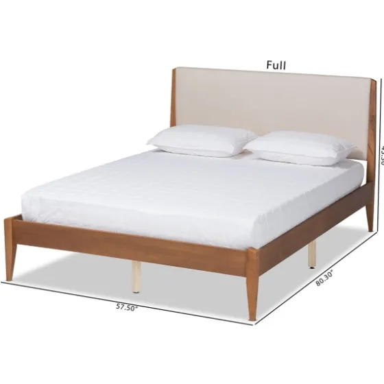 Tan Upholstered Classic Wood Full Platform Bed-Kirkland's Home Sale