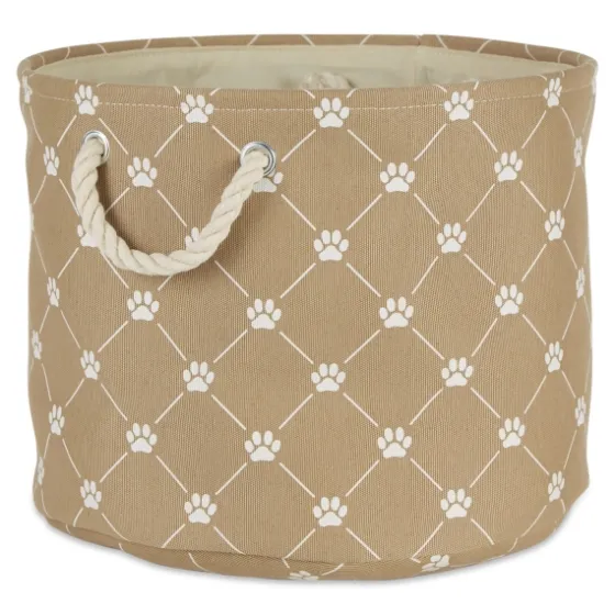 Taupe Paw Trellis Round Basket, 15 In.-Kirkland's Home Sale