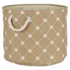 Taupe Paw Trellis Round Basket, 12 In.-Kirkland's Home Shop