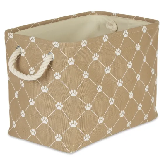 Taupe Trellis Paw Print Storage Basket, 14 In.-Kirkland's Home Sale