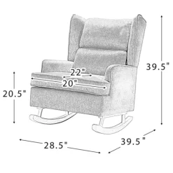 Taupe Upholstered Natural Base Wingback Rocker-Kirkland's Home Sale