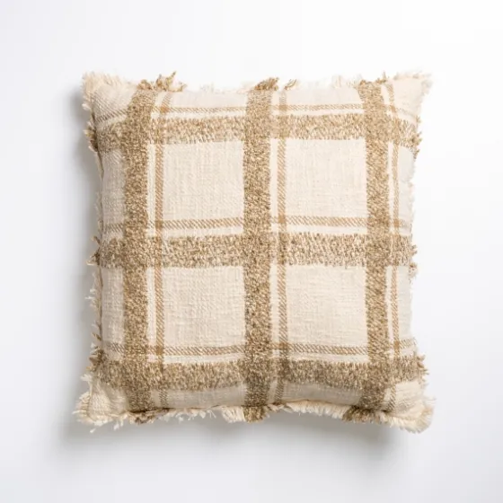 Taupe Windowpane Plaid Pillow-Kirkland's Home Shop