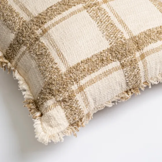 Taupe Windowpane Plaid Pillow-Kirkland's Home Shop