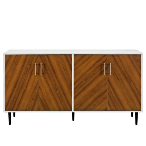 Teak And White Chevron Door Tv Stand-Kirkland's Home Sale