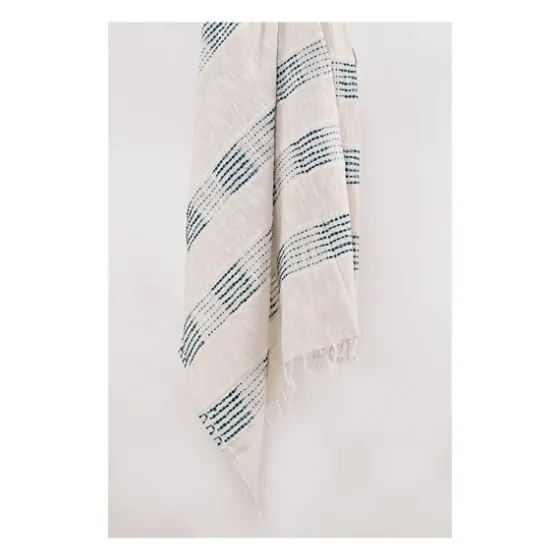 Teal And Ivory Woven Stripe Throw-Kirkland's Home Flash Sale
