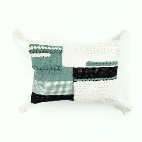 Teal Braided Color Block Lumbar Pillow-Kirkland's Home Cheap