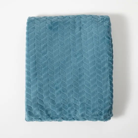 Teal Heavenly Herringbone Plush Throw-Kirkland's Home Hot