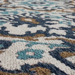 Teal Overdyed Ikats Outdoor Area Rug, 5X7-Kirkland's Home Store