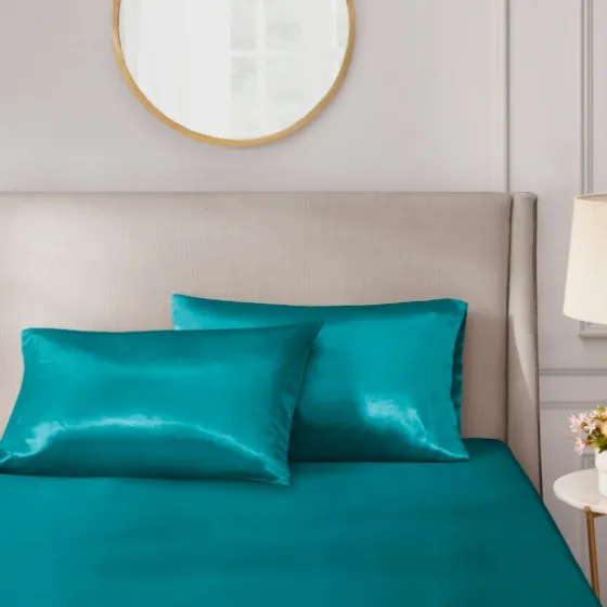 Teal Satin Standard 2-Pc. Pillow Case Set-Kirkland's Home Store