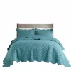 Teal Scalloped Crinkle 3-Pc. Cali King Quilt Set-Kirkland's Home Outlet
