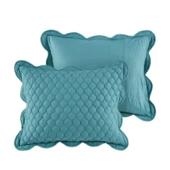 Teal Scalloped Crinkle 3-Pc. Cali King Quilt Set-Kirkland's Home Outlet