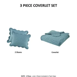 Teal Scalloped Crinkle 3-Pc. Cali King Quilt Set-Kirkland's Home Outlet