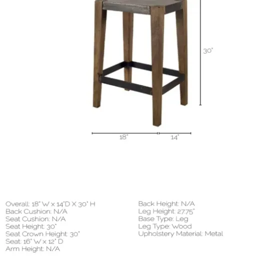 Terry Metal And Wood Cross Braced Bar Stool-Kirkland's Home Online