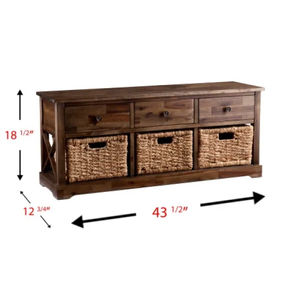 Tommy Wood And Woven Baskets Storage Bench-Kirkland's Home New