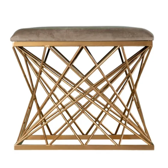 Upholstered Golden Geometric Net Base Stool-Kirkland's Home Sale