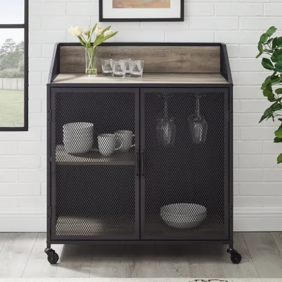 Urban Mesh Door Rolling Bar Cabinet-Kirkland's Home Flash Sale