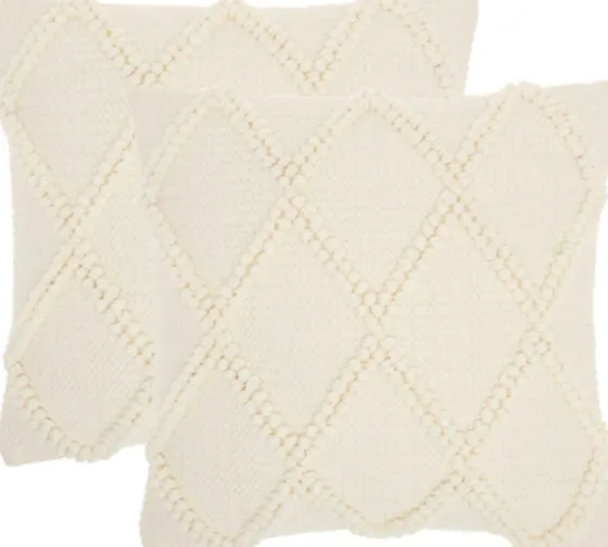 Vanilla Knotted Lattice Throw Pillows, Set Of 2-Kirkland's Home Store