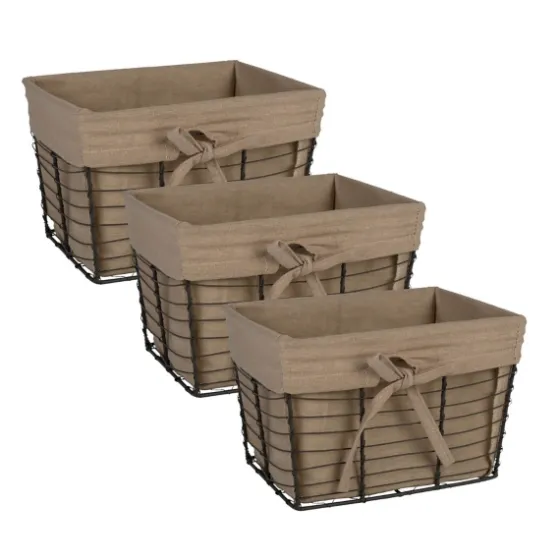 Vintage Wire Baskets With Taupe Liner, Set Of 3-Kirkland's Home Online