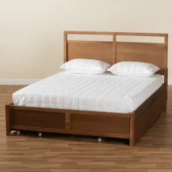 Walnut 4-Drawer Queen Bed Frame With Headboard-Kirkland's Home Best Sale