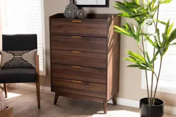 Walnut 5-Drawer Wood Chest-Kirkland's Home Fashion