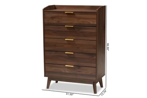 Walnut 5-Drawer Wood Chest-Kirkland's Home Fashion