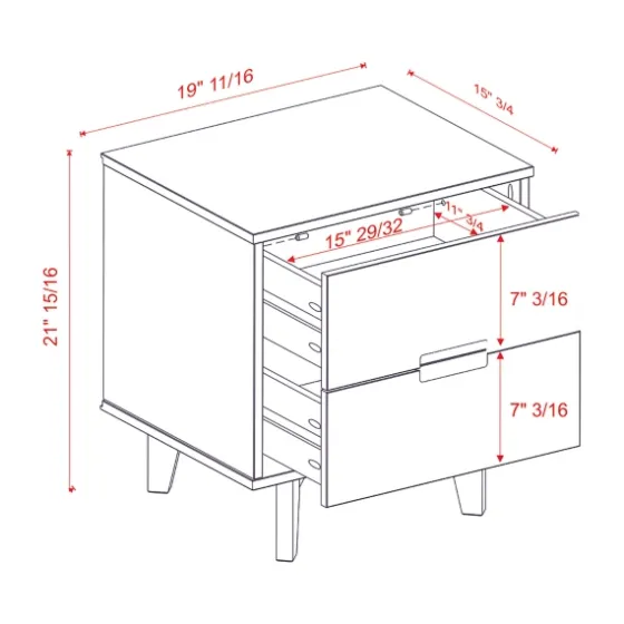 Walnut Mid-Century Modern 2-Drawer Nightstand-Kirkland's Home Cheap