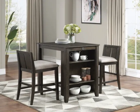 Walnut Usb Counter Table And Stools, Set Of 3-Kirkland's Home Hot
