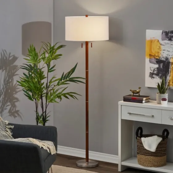 Walnut Wood And Silver Floor Lamp, 66 In.-Kirkland's Home Cheap