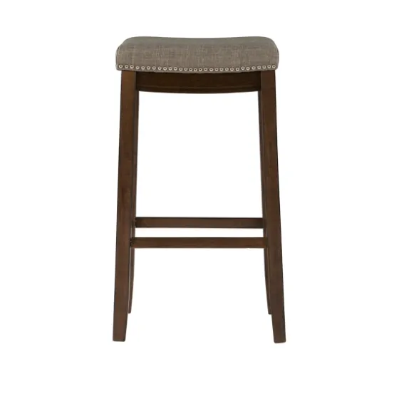 Walnut Wood Bar Stool With Cushion-Kirkland's Home Outlet
