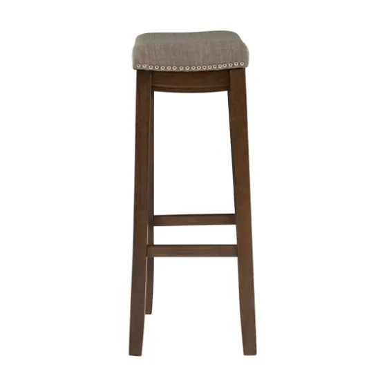 Walnut Wood Bar Stool With Cushion-Kirkland's Home Outlet