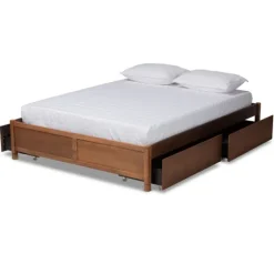 Walnut Wood 4-Drawer King Platform Bed-Kirkland's Home Store