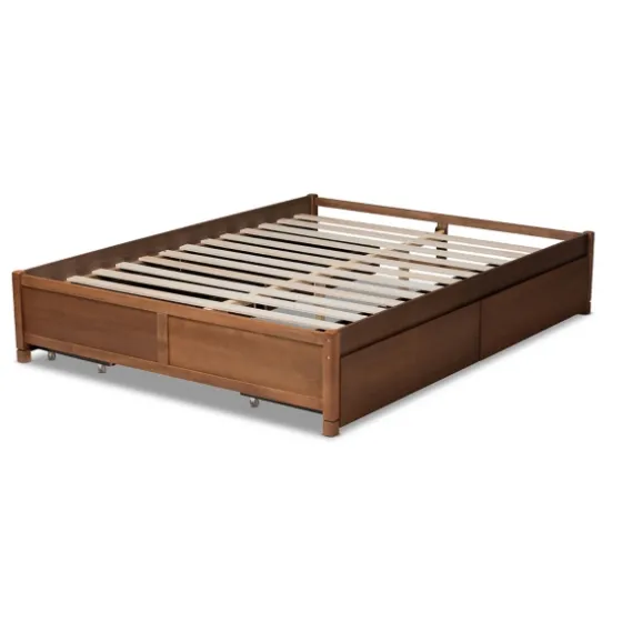 Walnut Wood 4-Drawer King Platform Bed-Kirkland's Home Store