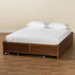 Walnut Wood 4-Drawer King Platform Bed-Kirkland's Home Store