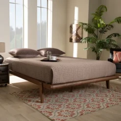 Walnut Wood Full Platform Bed-Kirkland's Home New